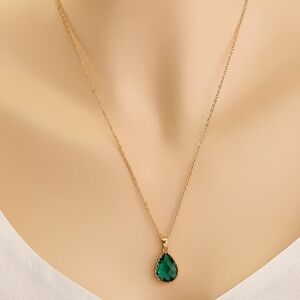 18 KT Gold Over Titanium Emerald Necklace
